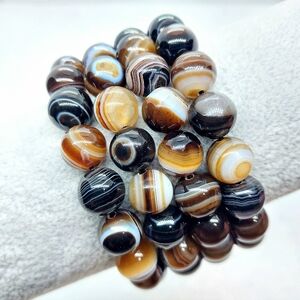 🖤 10mm Black "Coffee" Agate Bracelets